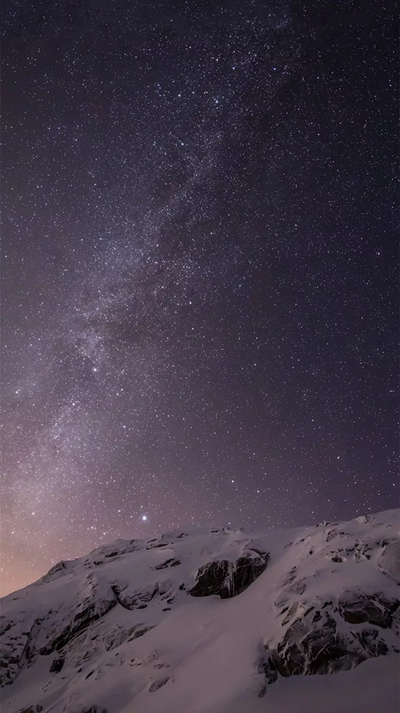 IOS 8, apple, mountain, night, sky