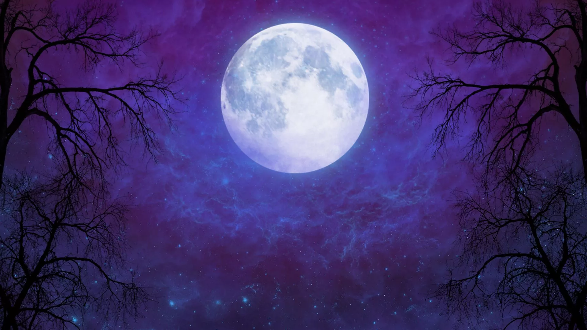 Artistic Full Moon in Starry Night Sky Wallpaper, HD Artist 4K Wallpaper, Image and Background