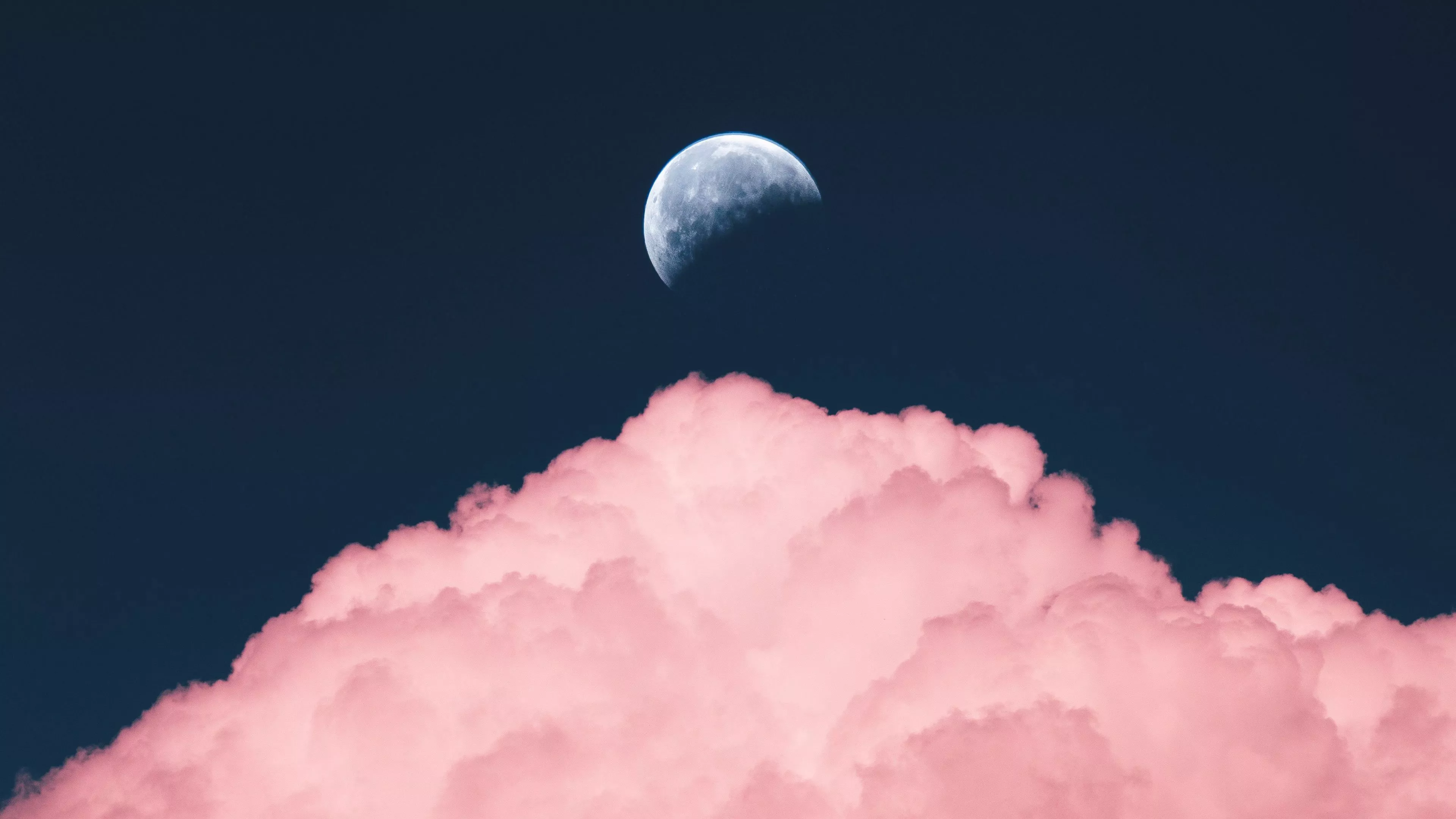 Pink Sky Moon Cloud 4K HD Moon