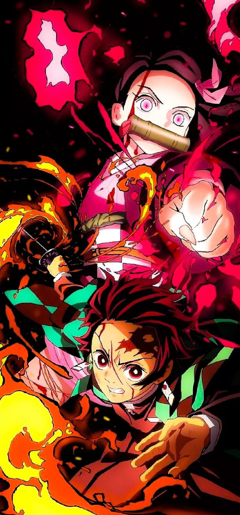 Red, magenta, Demon slayer, Anime, HD