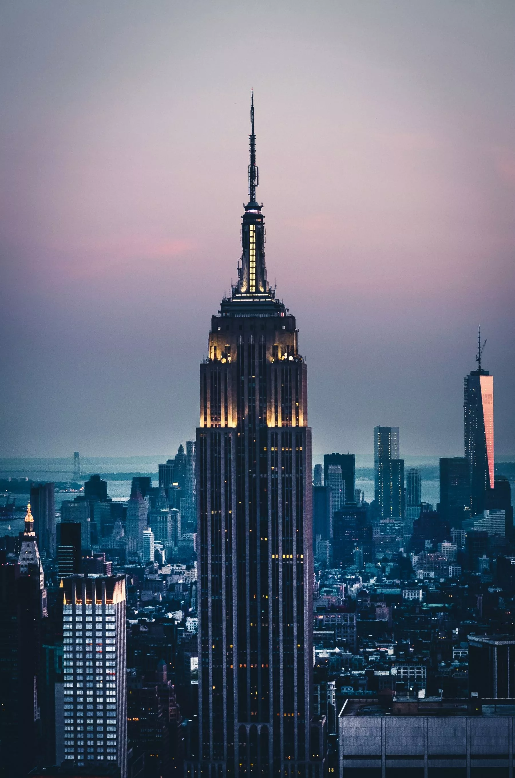 City Empire State Building At Dusk