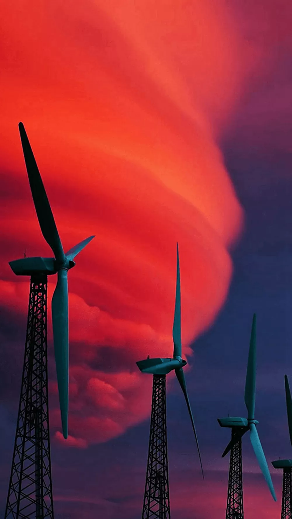 Wind Turbines Red Clouds iPhone 8