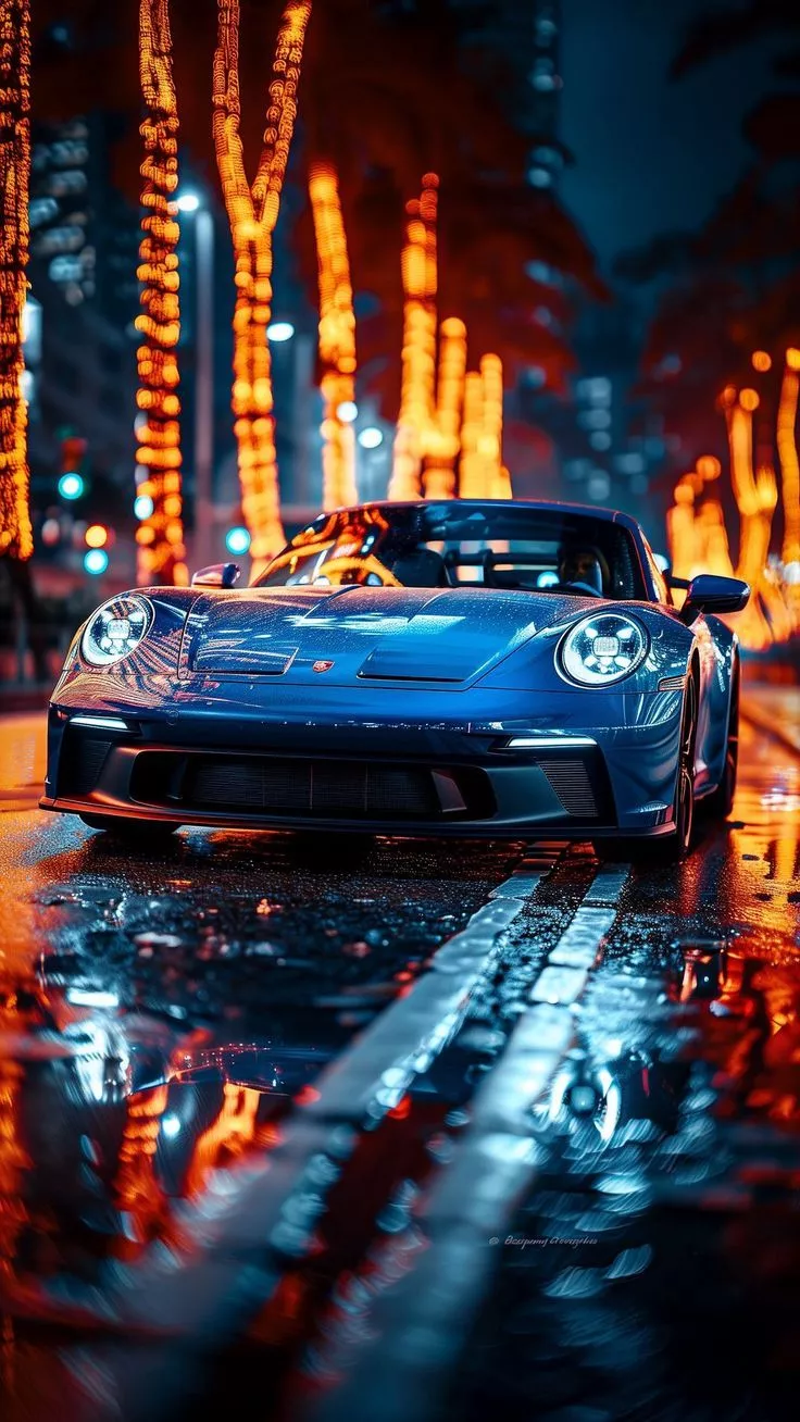 Wallpaper porsche, car, trees, garland