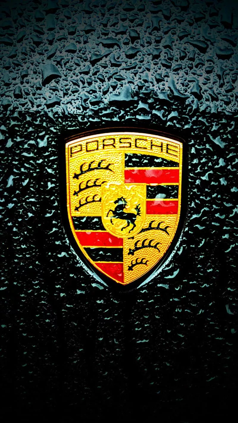 Porsche logo, car, rain, HD phone