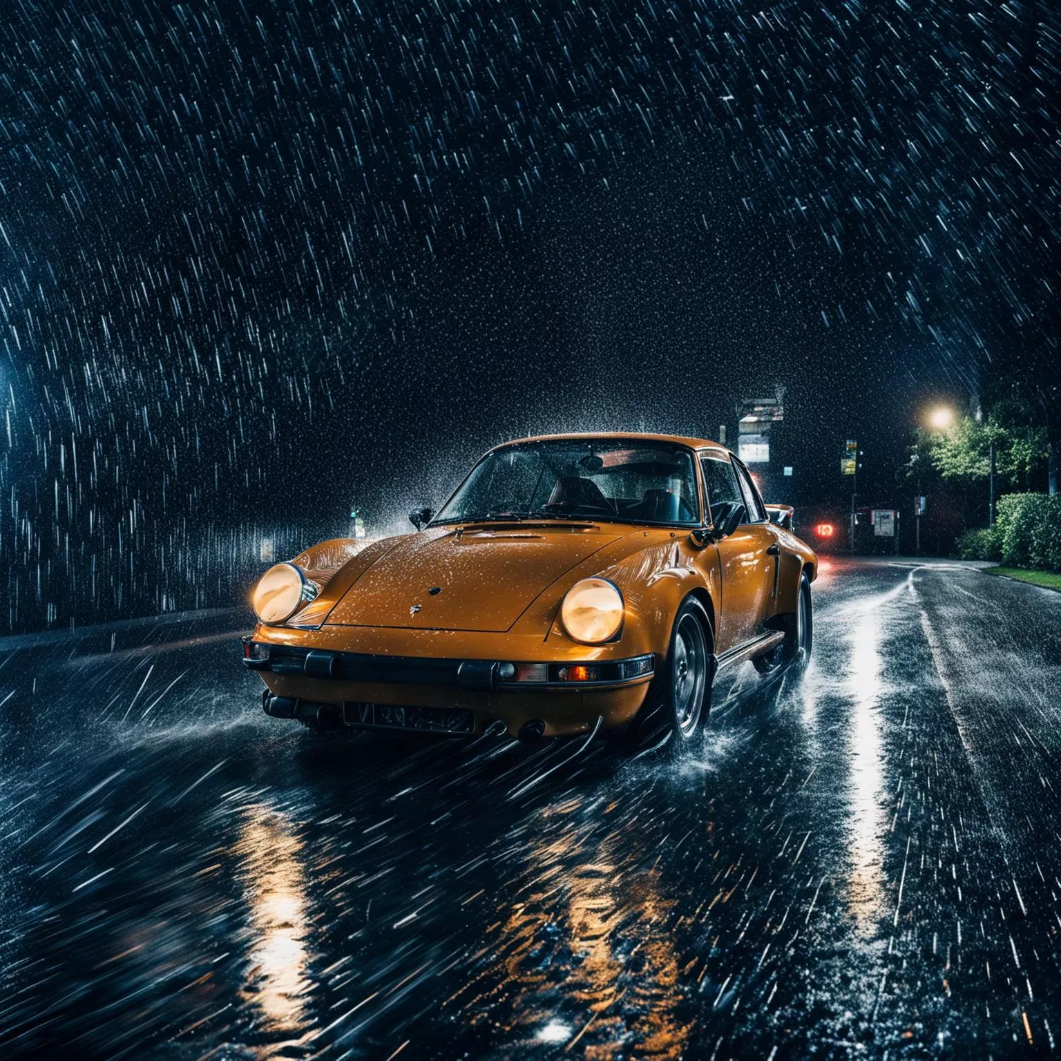 Vintage Porsche in Pouring Rain: 32k