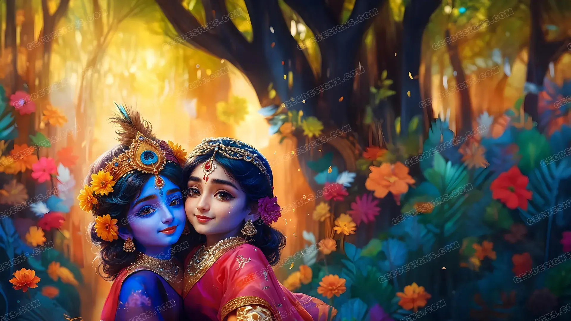Cute little Radha Krishna desktop HD