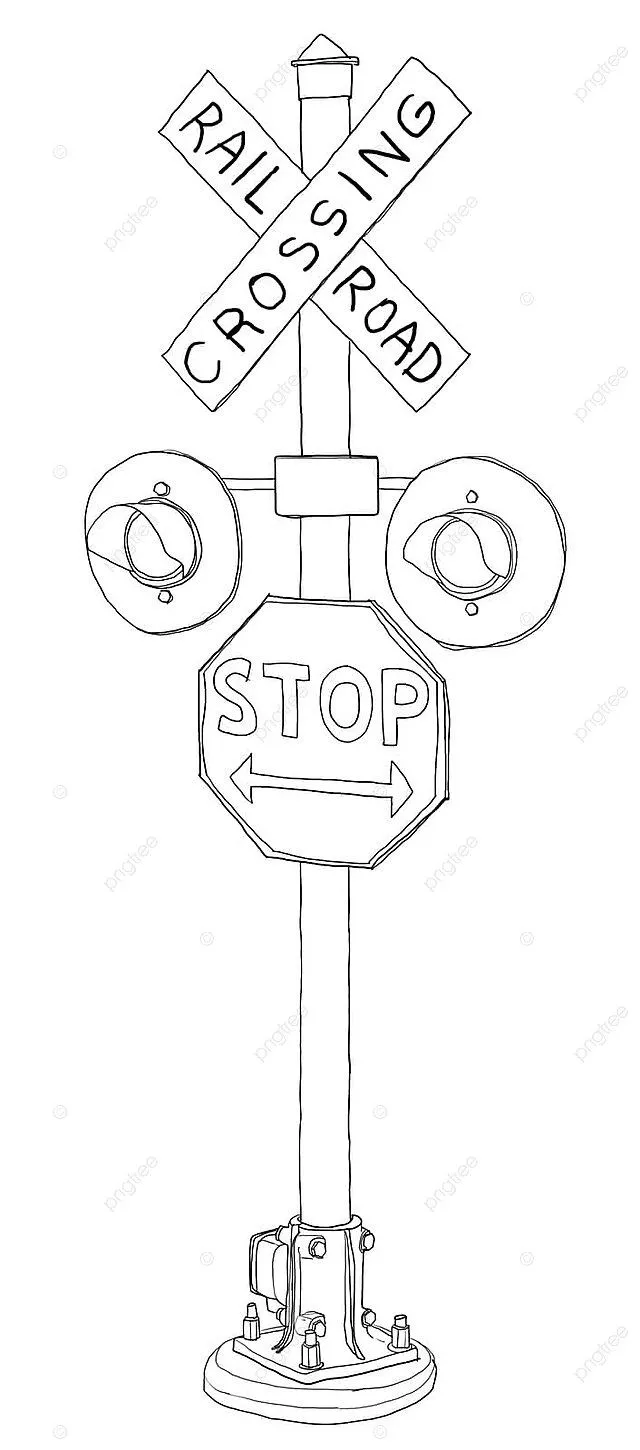 Old Grade Crossing Signal Line Art