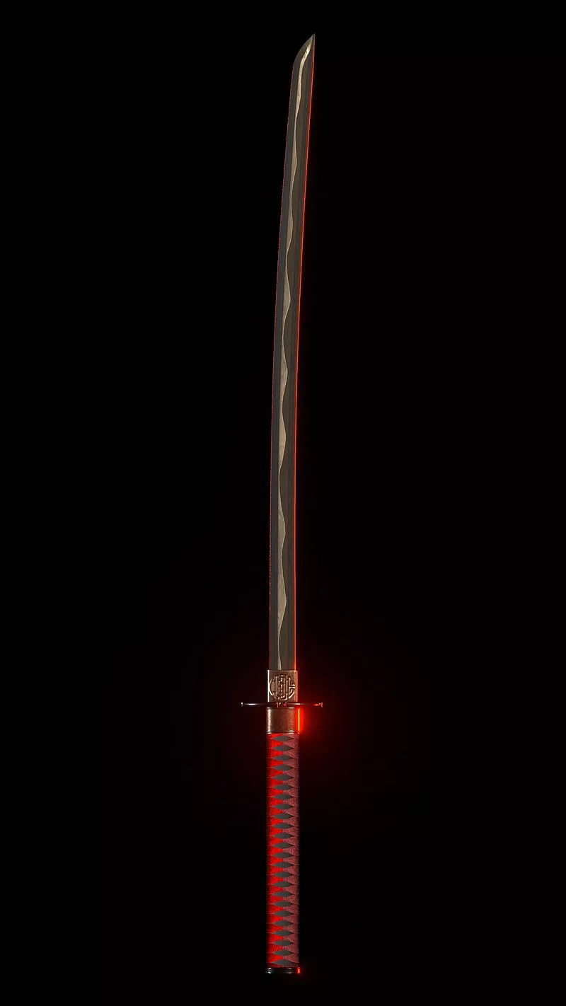 Katana, 3D, anime, demon, demonslayer, fire, japan, japanese, sword, weapon, HD phone wallpaper