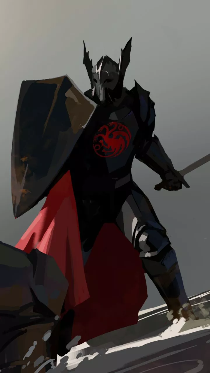 Fire Fantasy Warrior Phone Wallpaper