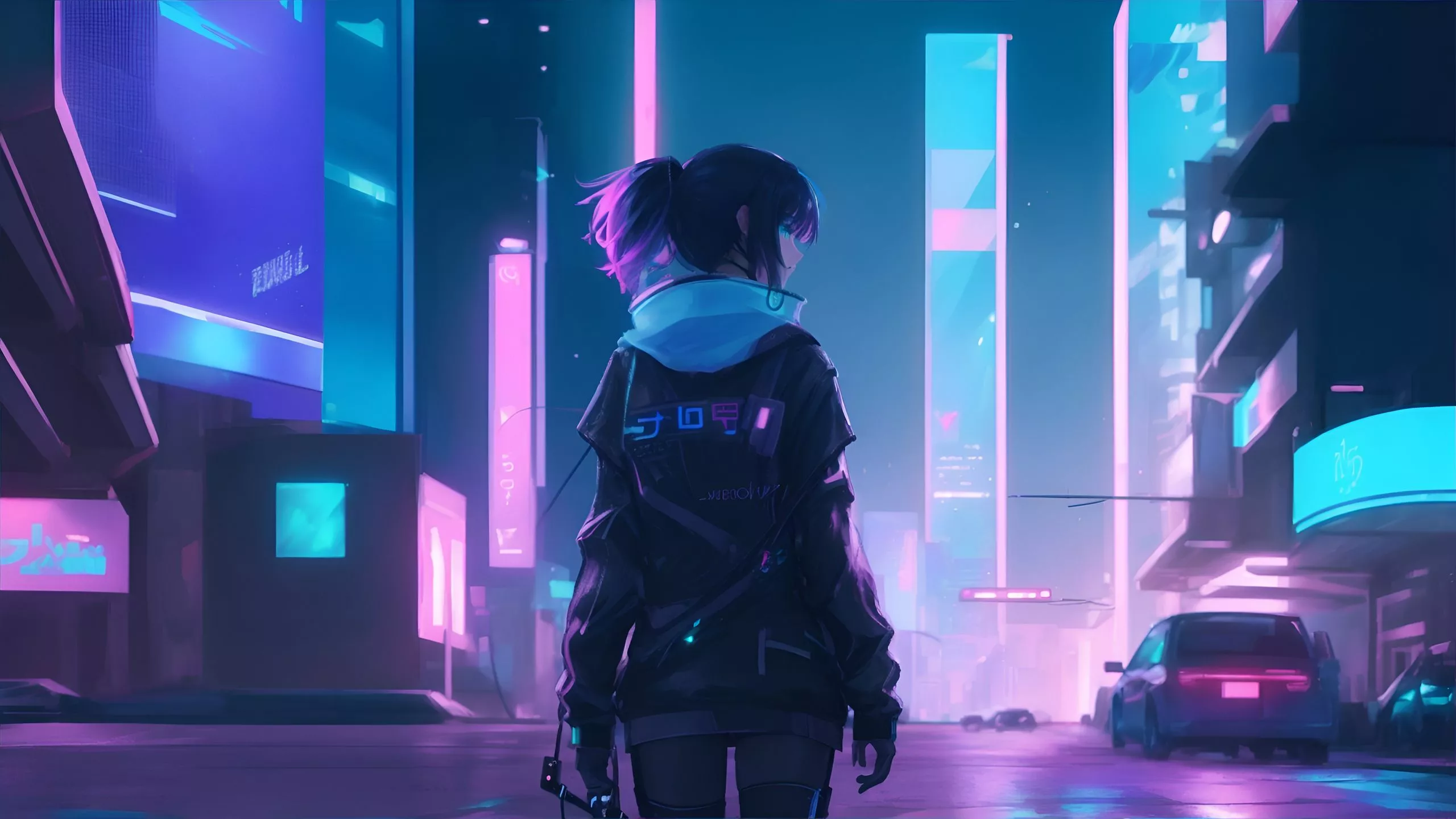 Cyberpunk Cool Anime Cityscape