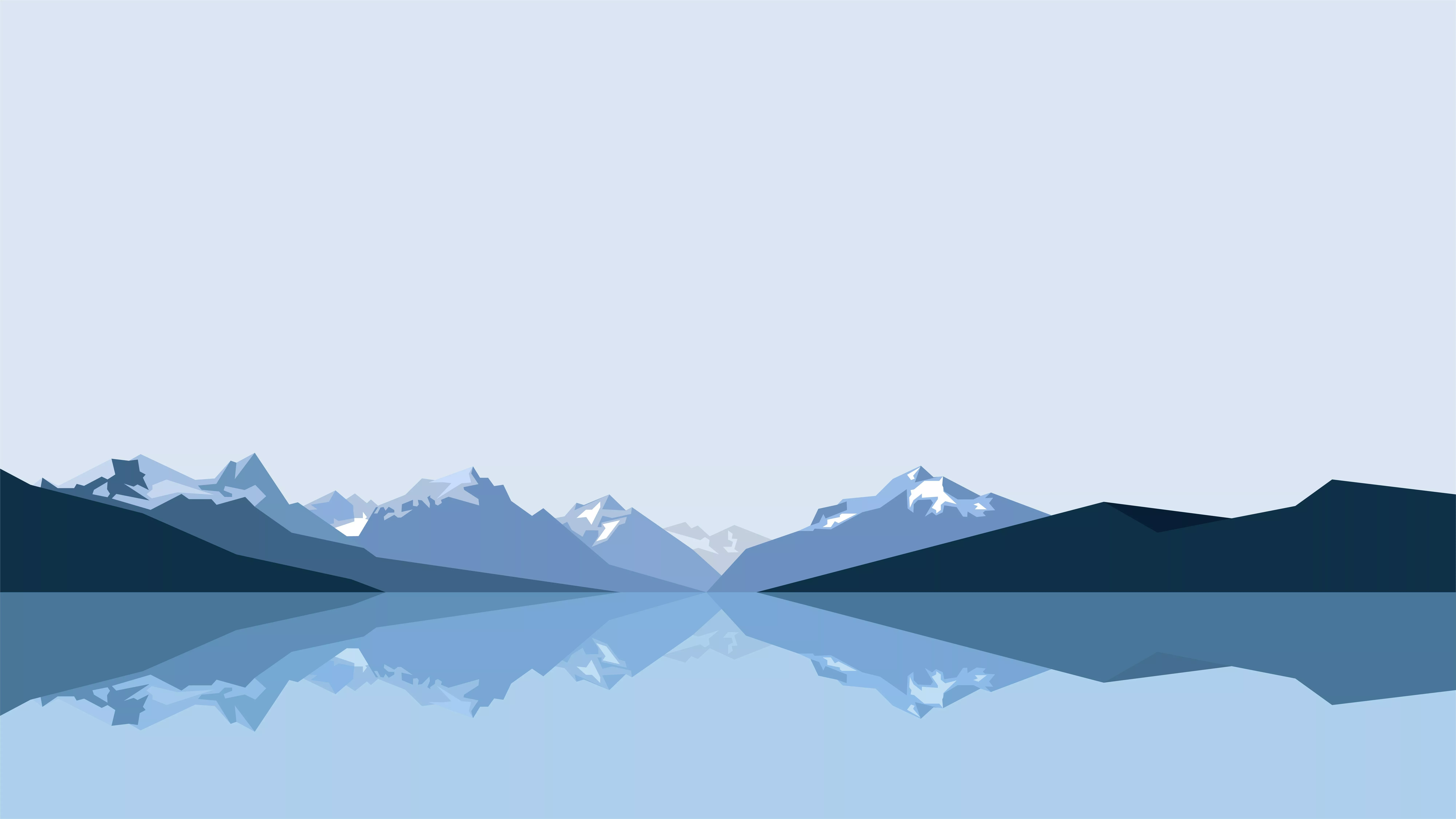 Minimalist Blue Mountains Wallpaper, HD