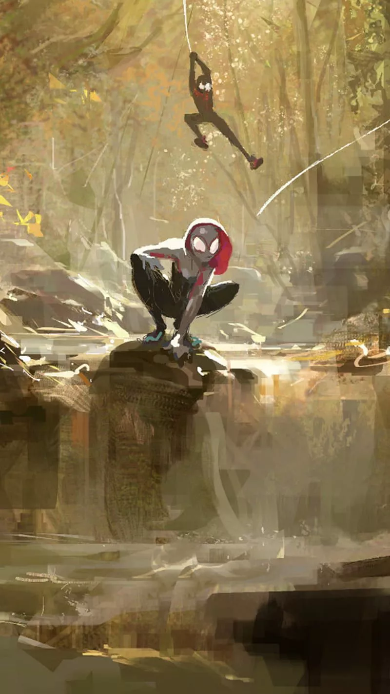 Miles And Gwen, Miles Morales, Gwen Stacy, Spider Man, Spider Gwen, Spider Woman, HD Phone Wallpaper