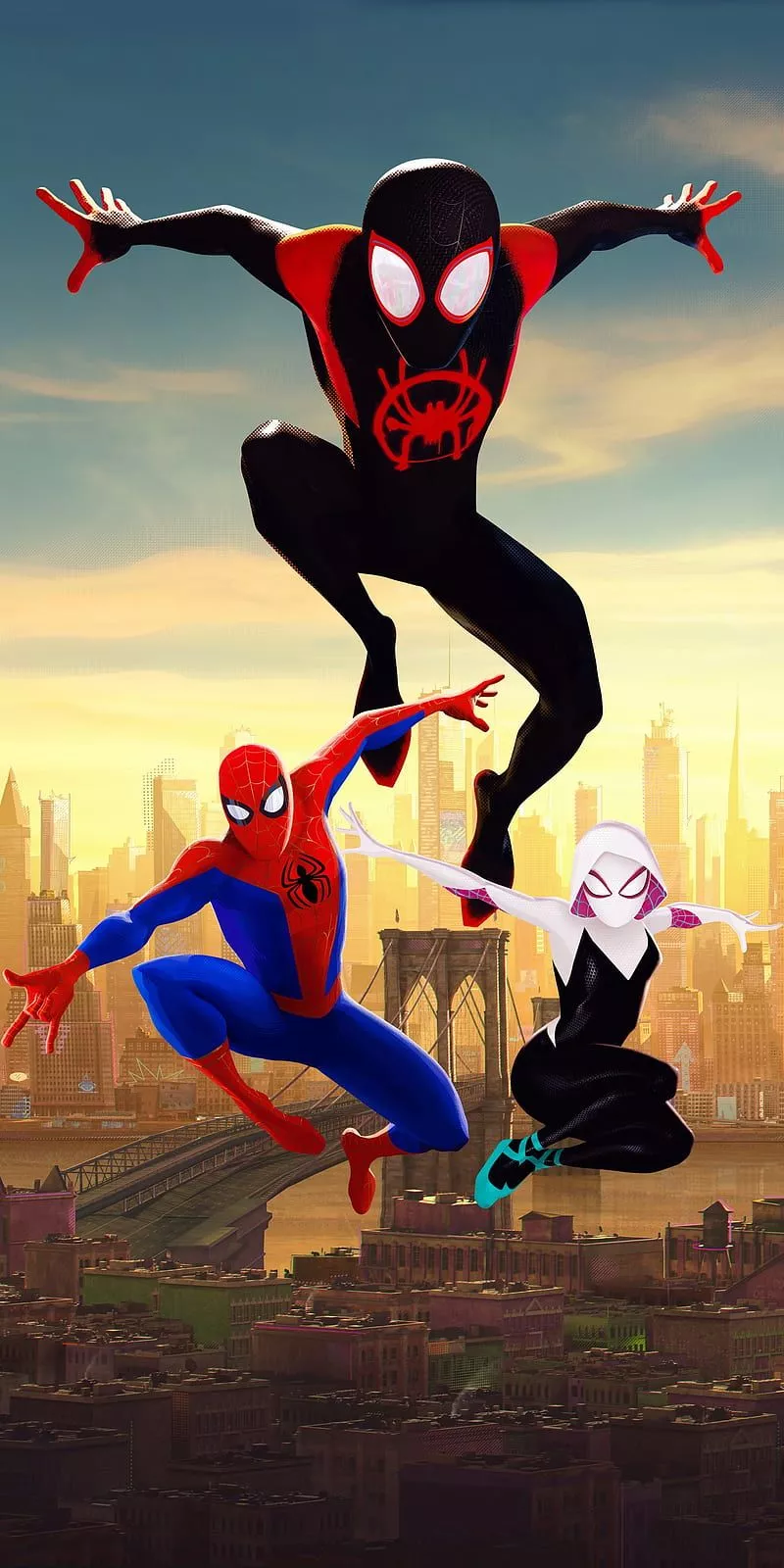 Spider Trio, Into The Spiderverse, Marvel, Miles Morales, Spider Man, Spider Gwen, HD Phone Wallpaper