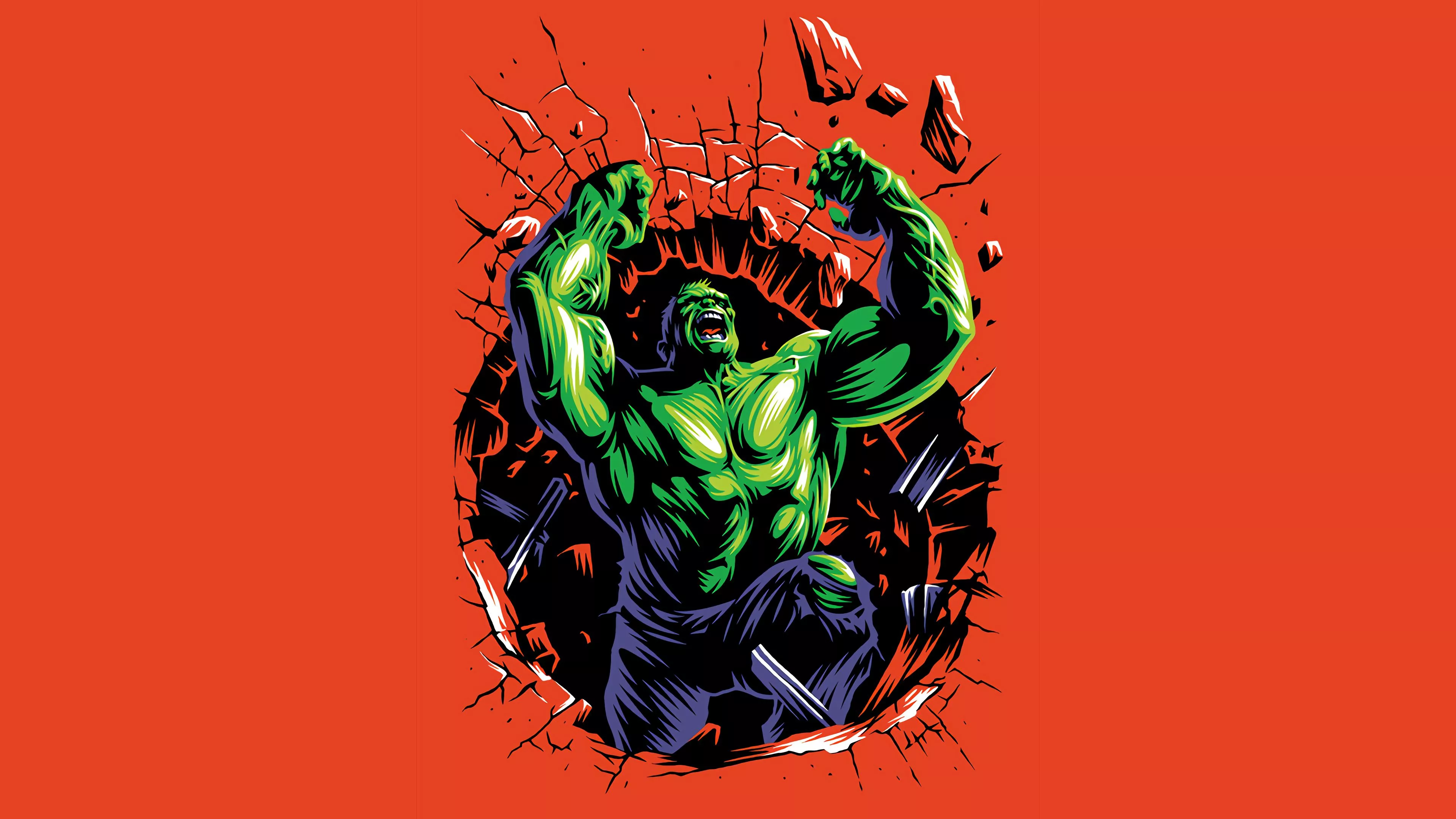 Hulk 4K Minimal Art Wallpaper, HD