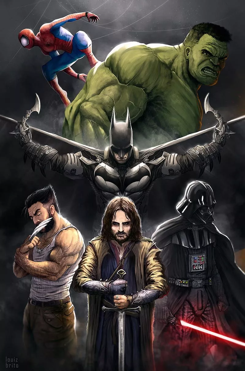 Marvel Comics, Spider Man, Wolverine, Hulk, DC Comics, Batman, Star Wars, The Lord Of The Rings, HD Phone Wallpaper