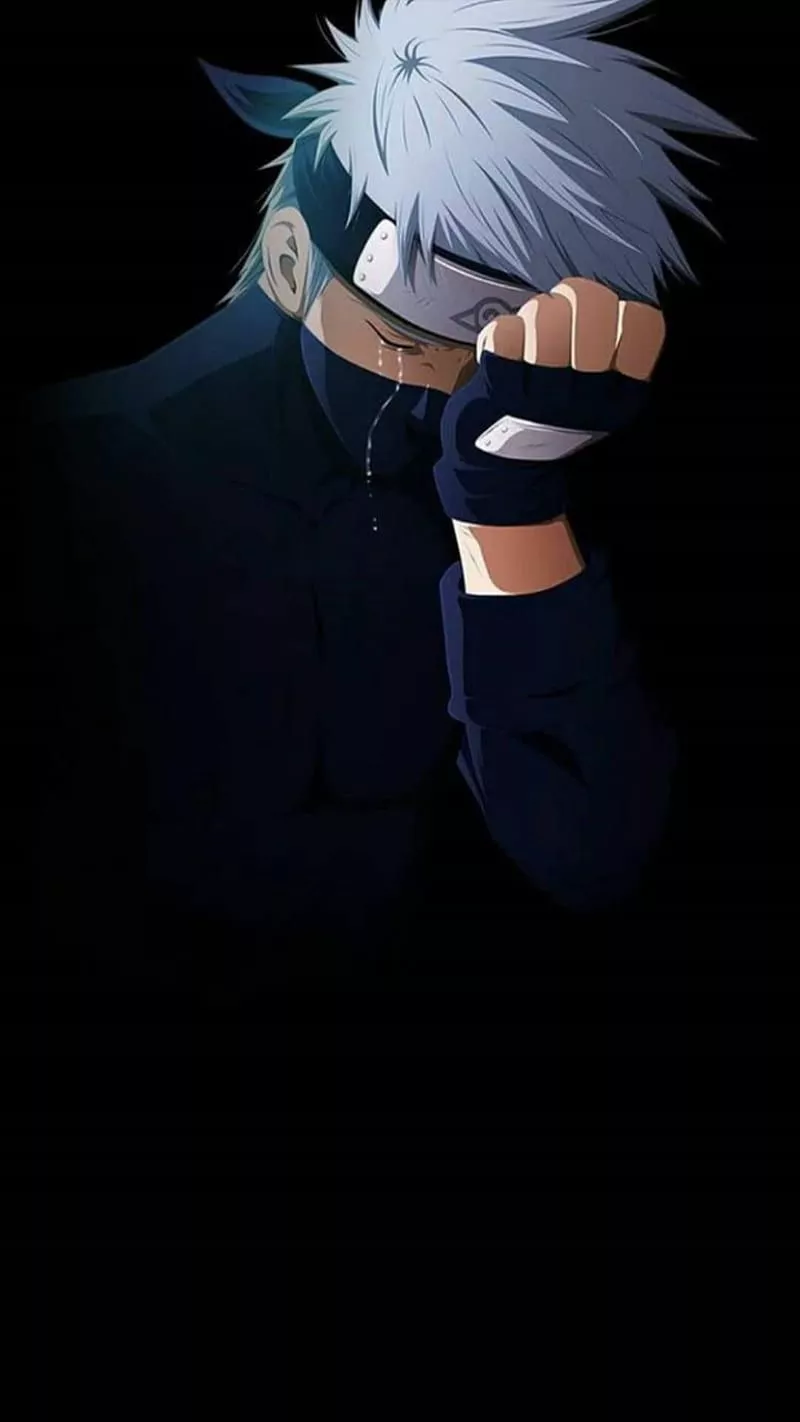 Kakashi Hatake, anime, black, black, kakashi hatake, naruto, HD phone wallpaper