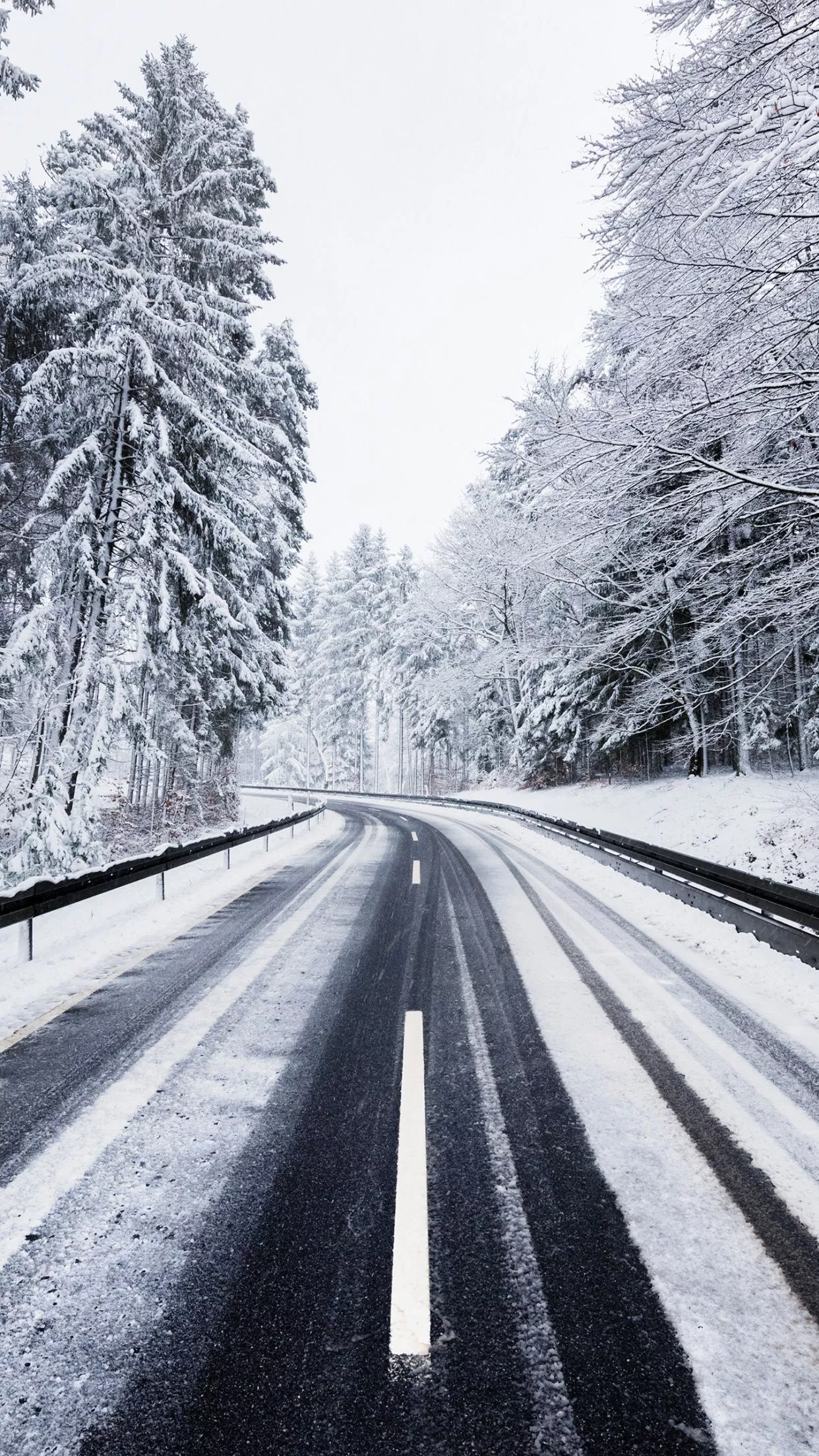 Winter Wallpaper 4K, Road, Forest, Snow