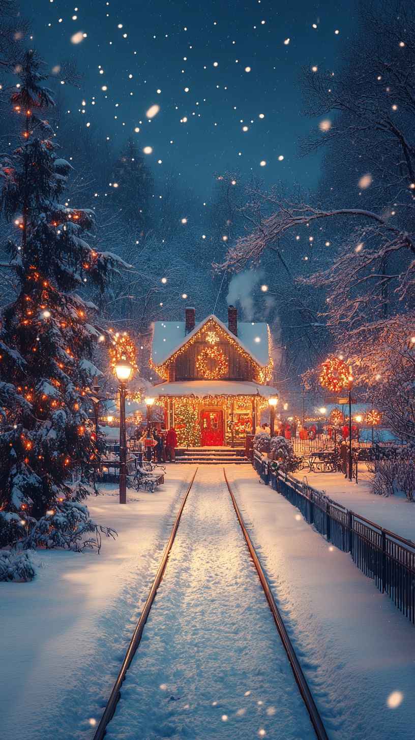 8K Christmas Village Snowfall Mobile