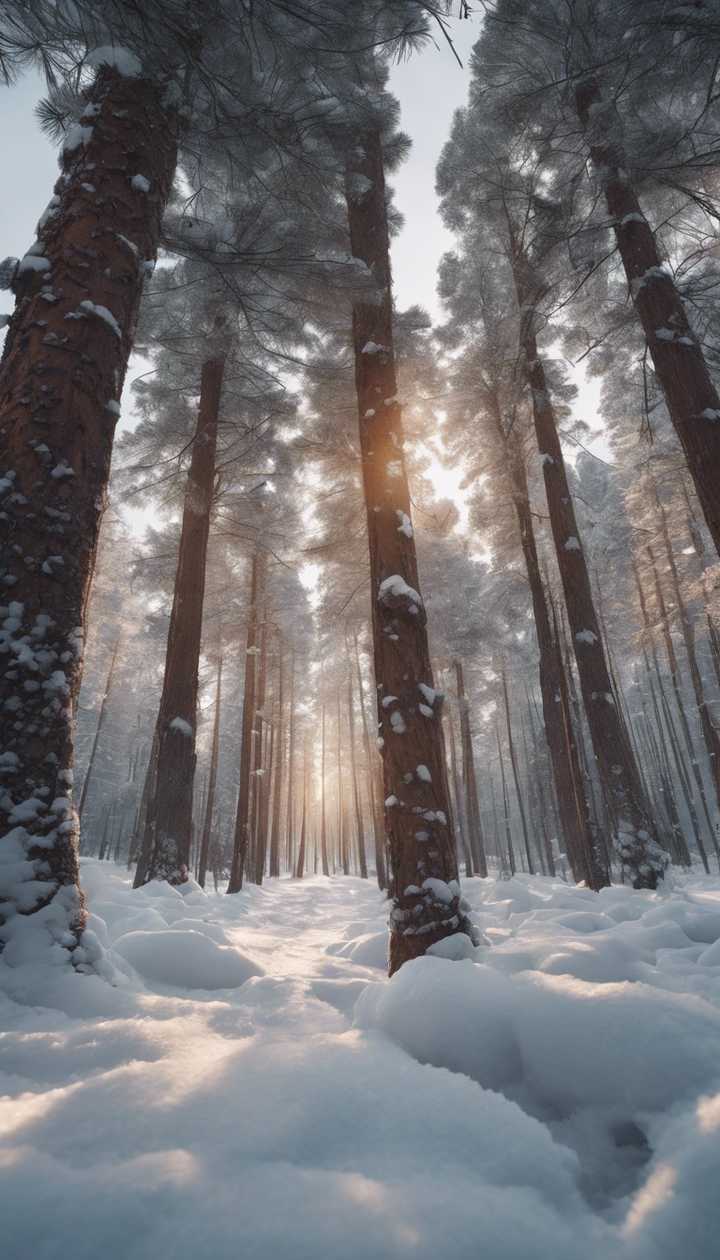 A serene winter landscape at dawn