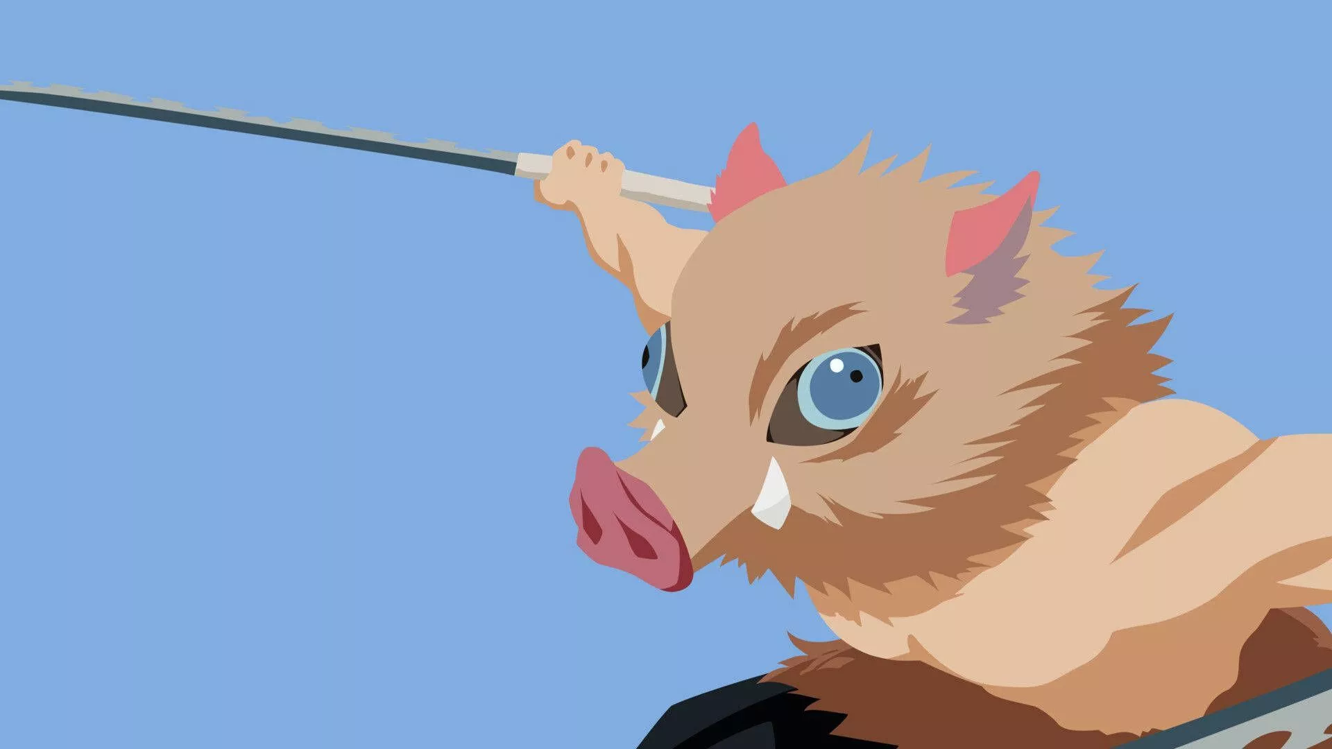 Download Demon Slayer Inosuke Fighting Stance With Swords Wallpaper