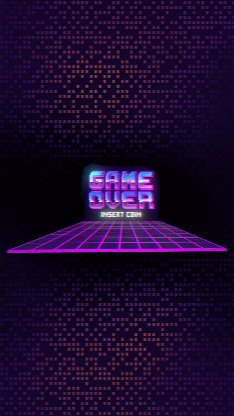 Synthwave game over, 8 bit, dark, neon, nes, pixel, retrowave, vhs, HD phone wallpaper