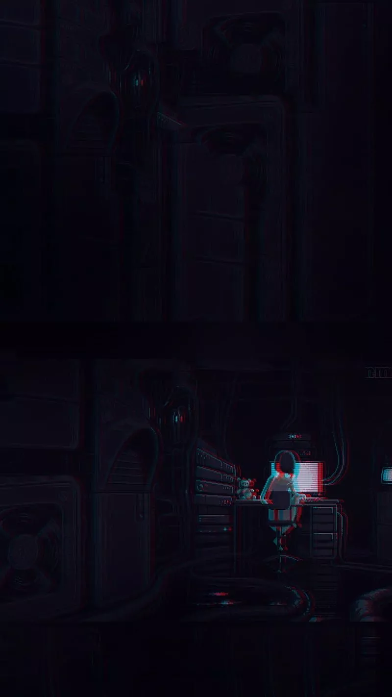 Cyber vhs girl glitch, black, cyberpunk, dark, minimal, HD phone wallpaper