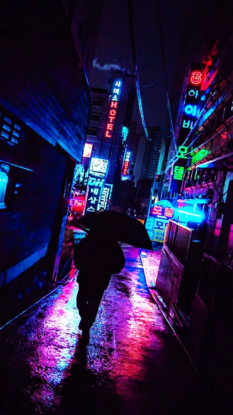 Neon Noir, city, colorful, iphone