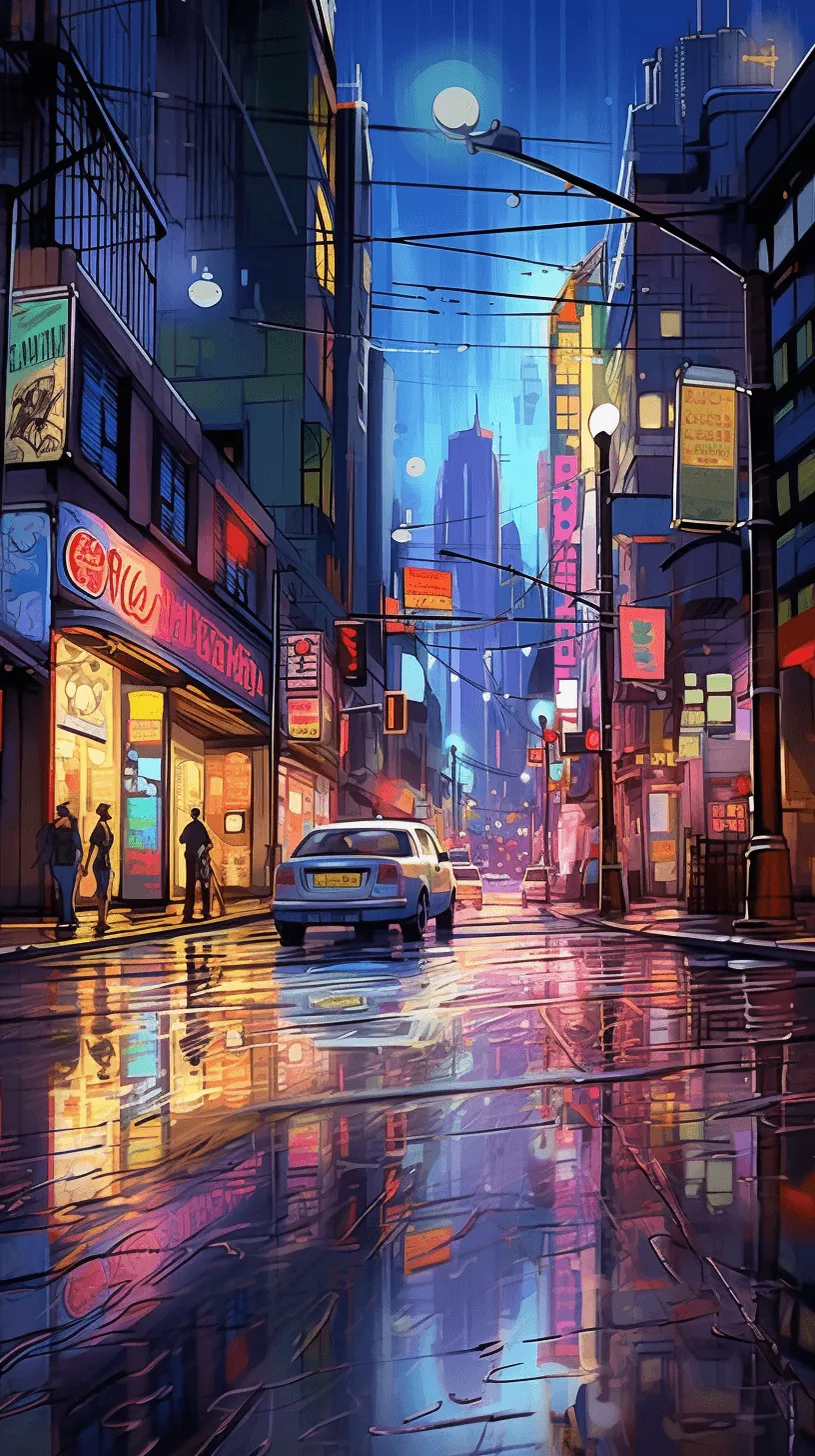 Neon Urban Nights Overhead View of City
