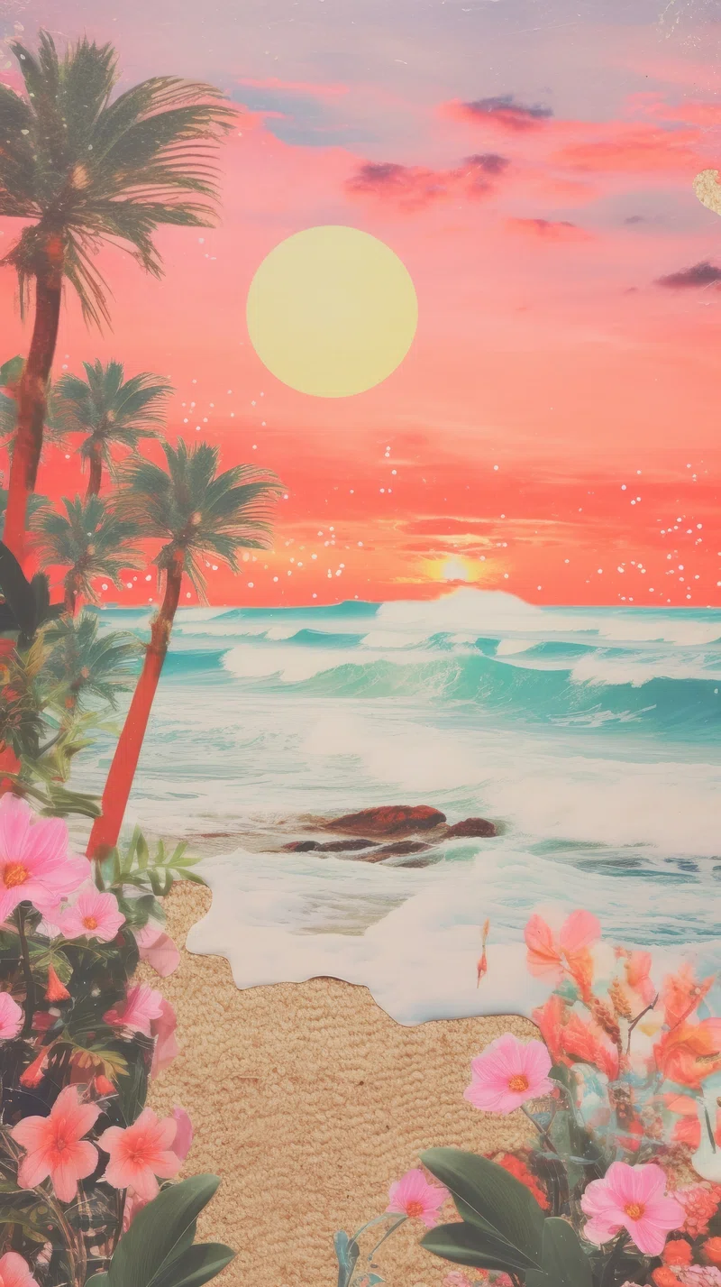 Tropical Flower Beach iPhone Wallpaper