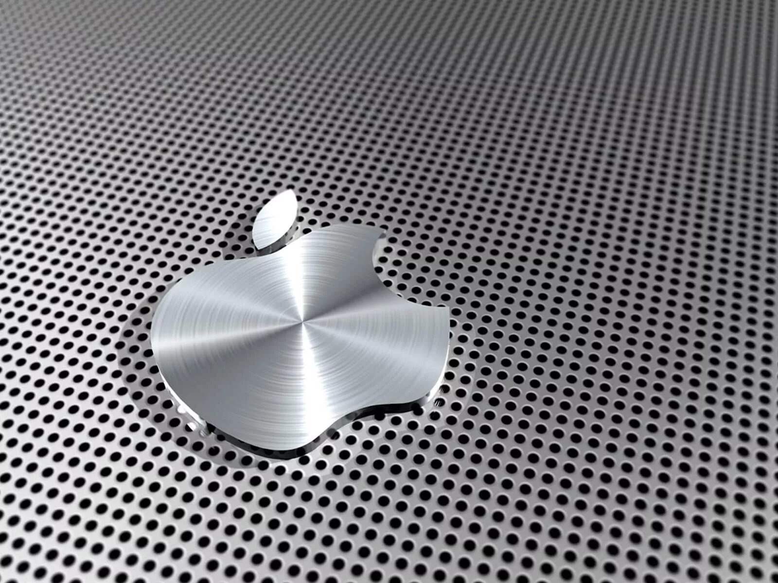 Shiny Steel Metallic Apple Logo 3D