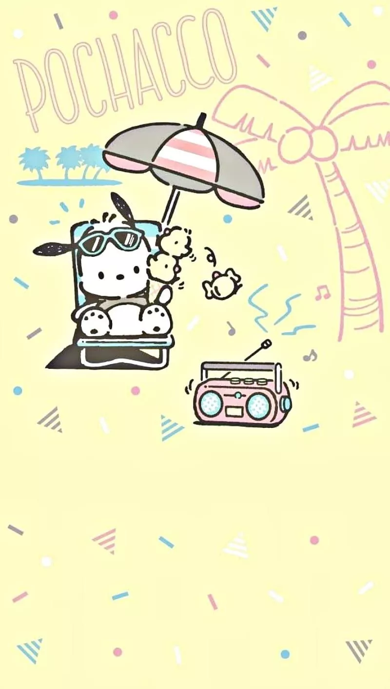Pochacco, sanrio, vacation, HD phone