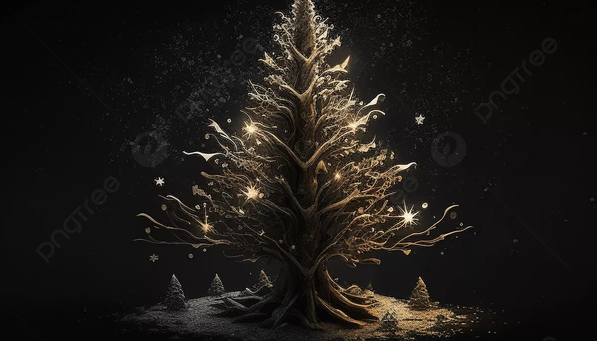 Christmas Tree In Dark Background, HD