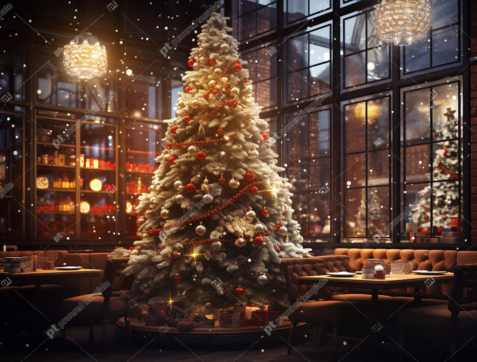 Bokeh Panorama Christmas Tree Wallpaper