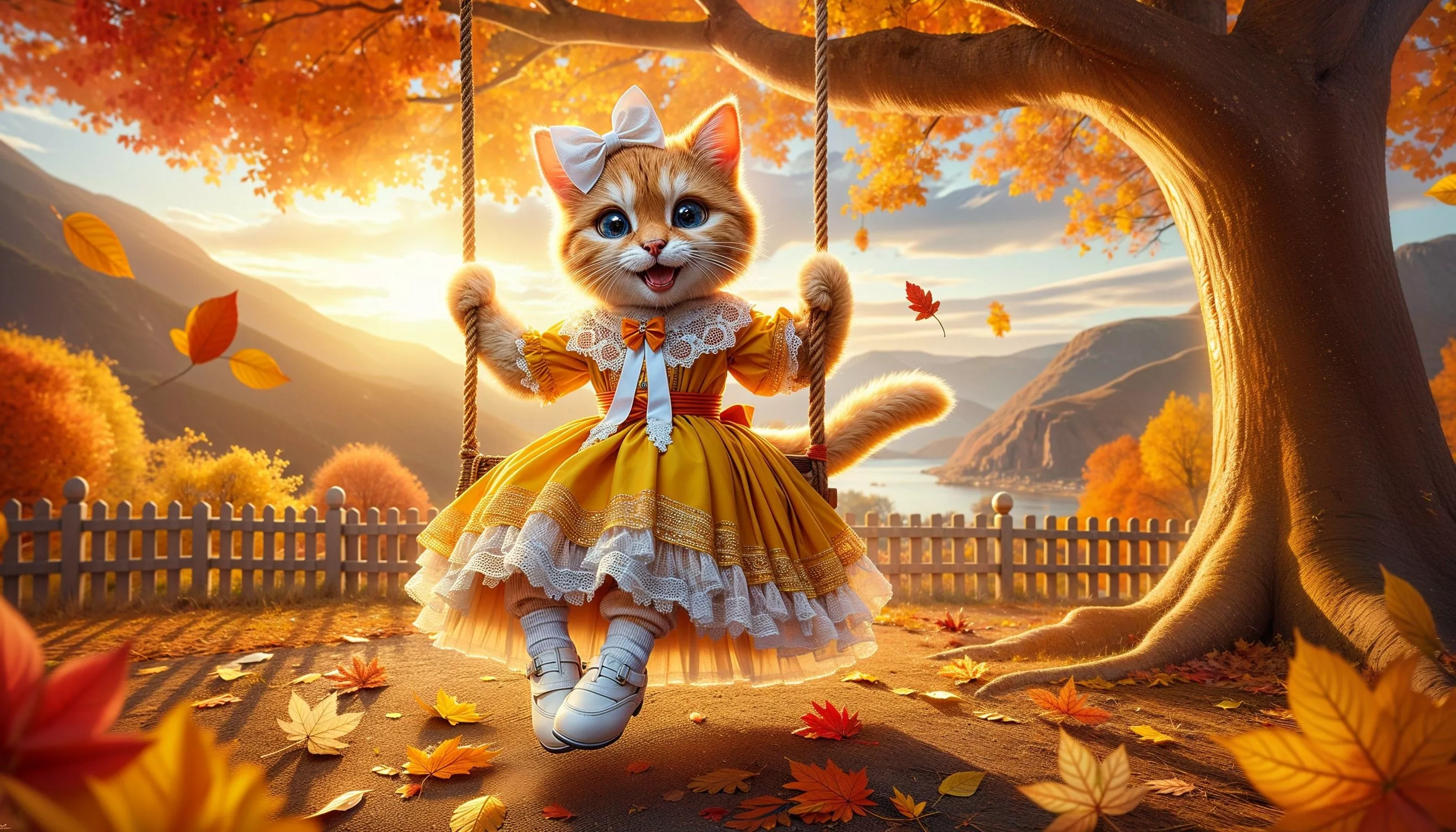 Playful Kitten in Vibrant Autumn