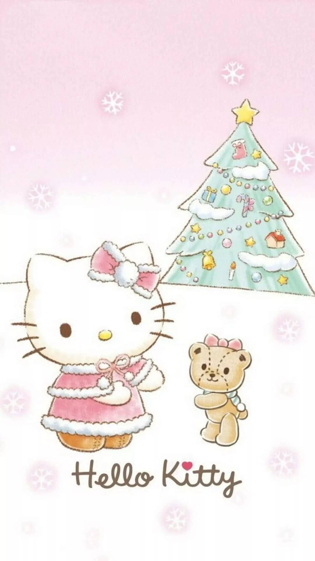 Download A Festive Hello Kitty In A Santa Hat For The Holidays Wallpaper