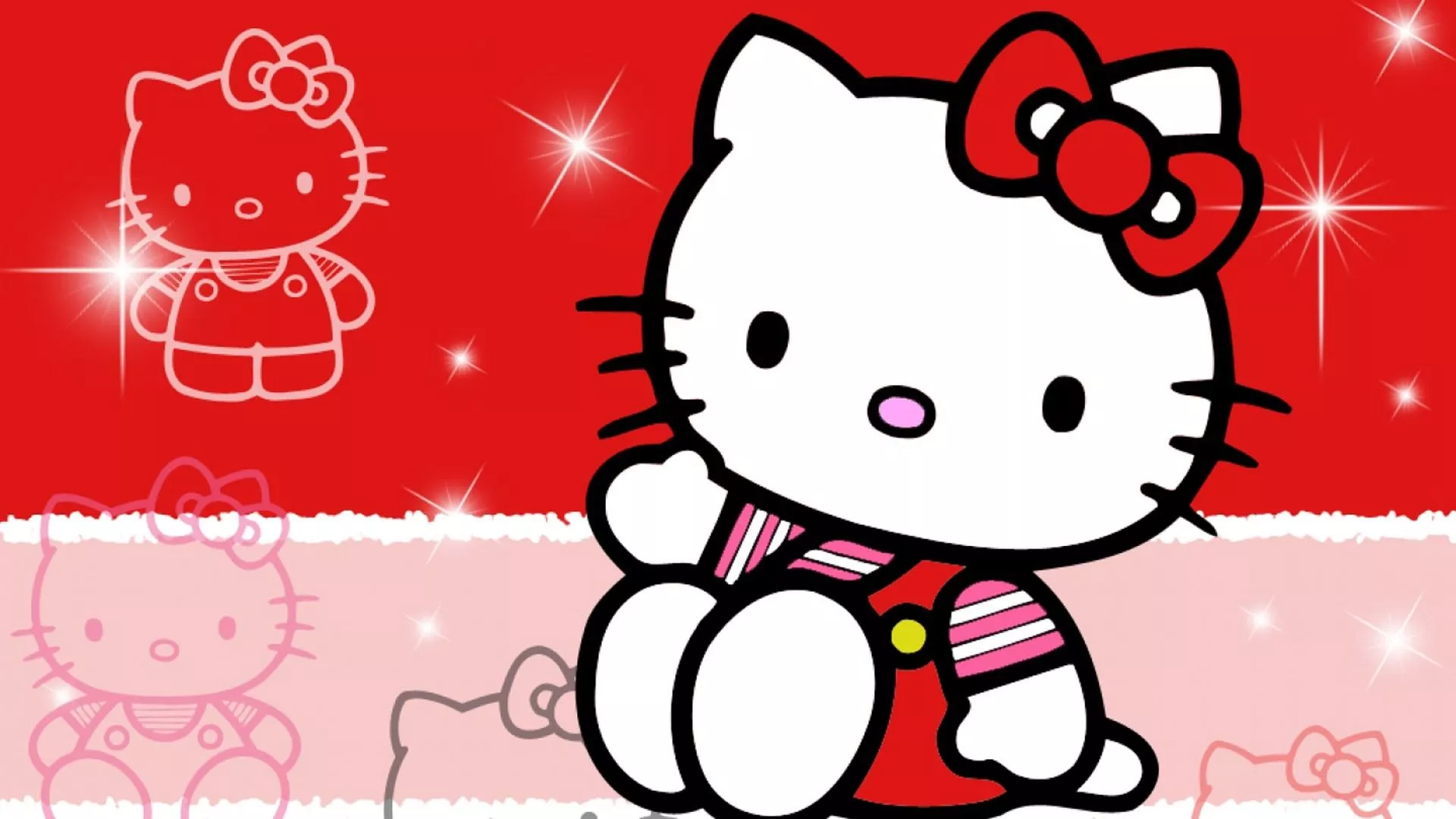 Red Bow Hello Kitty In Red Pink Background HD Hello Kitty Wallpaper