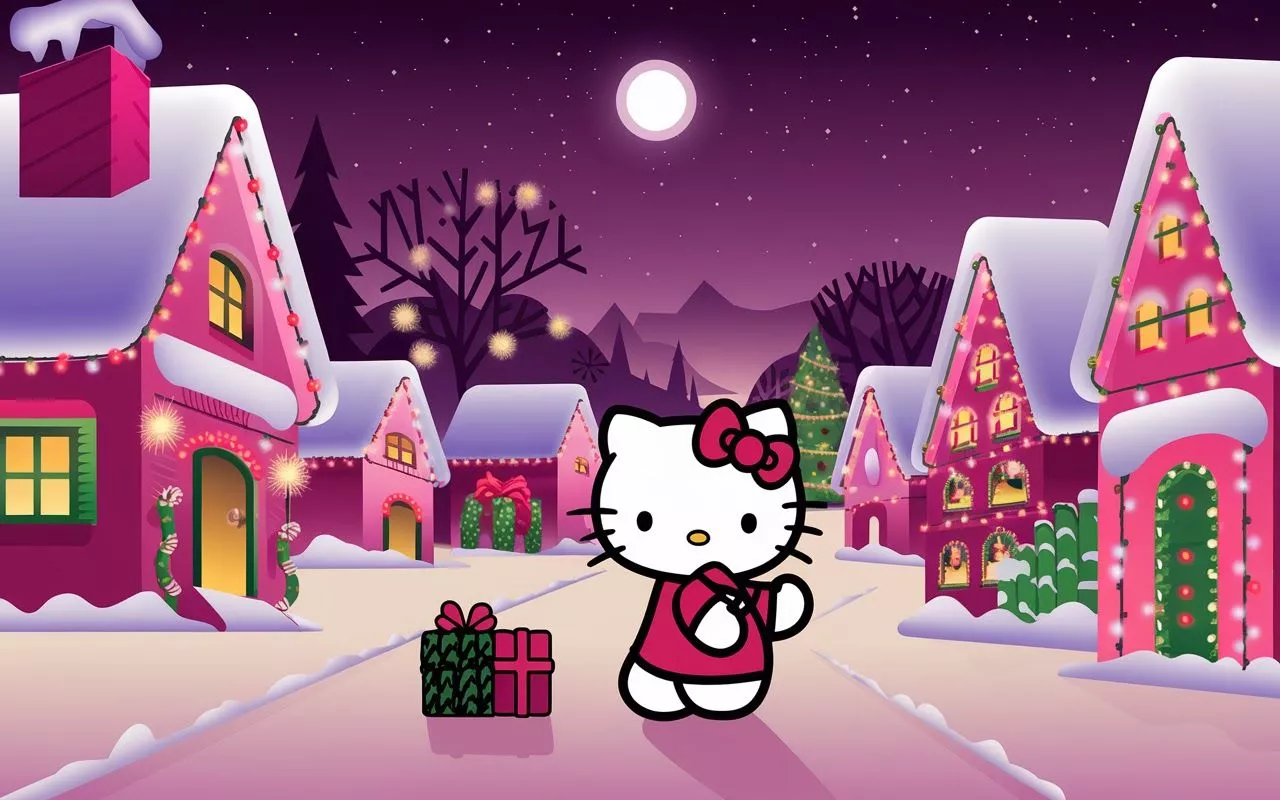 Christmas Pink Hello Kitty Wallpaper