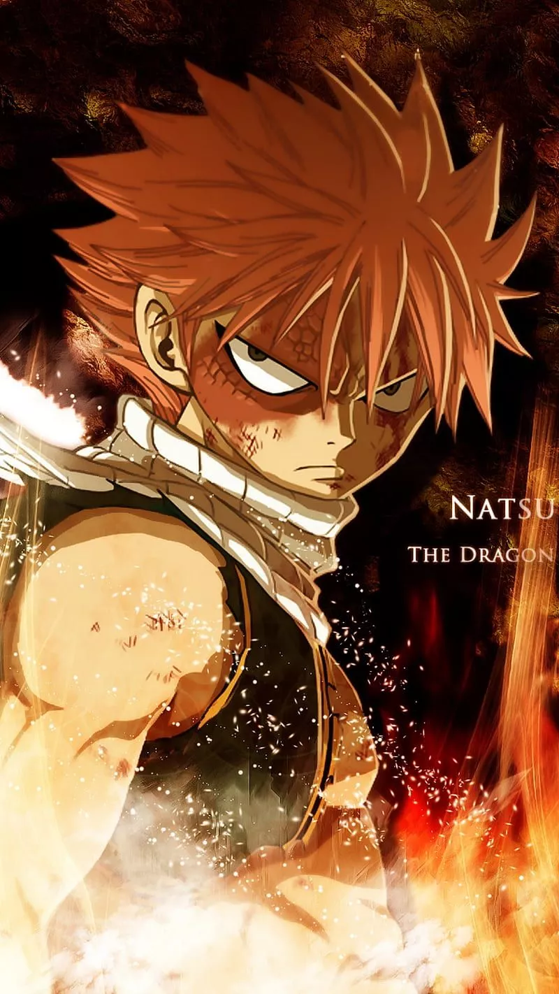 Natsu, anime, dragon, fairy tail, fairy tale, fire, flame, red, HD phone wallpaper