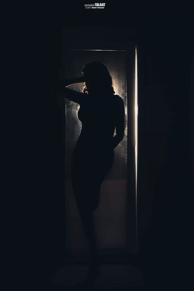 Silhouette, dark, black background, women, HD phone wallpaper
