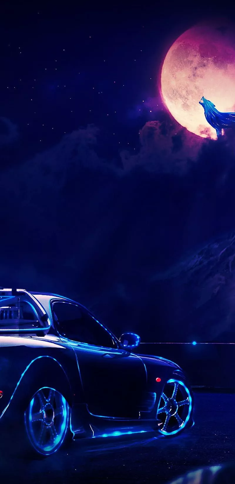 Neon car, car, motor, neon, HD phone