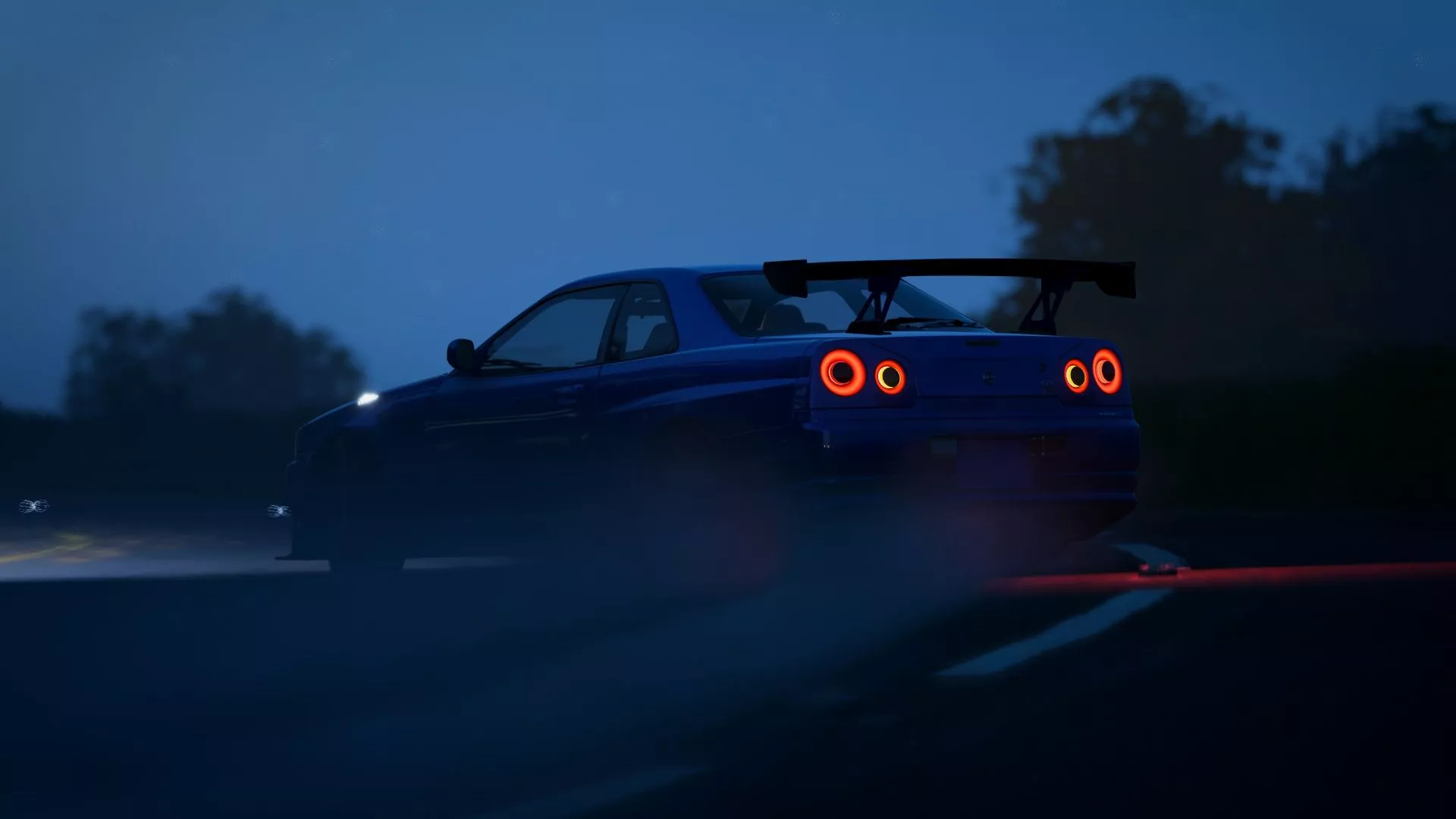 Wallpaper road, car, darkness, Night, nissan, dark, drift, drift for mobile and desktop, section игры, resolution 1920x1080
