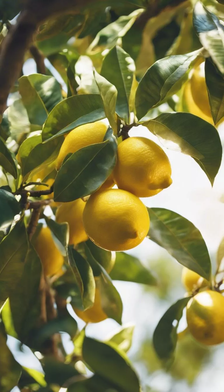 lemon tree with ripe lemons glowing
