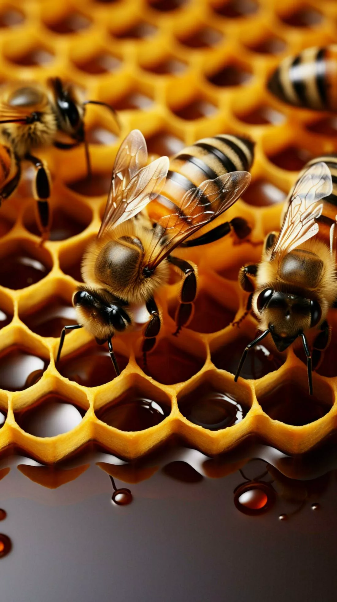 Clean white background frames honeycomb