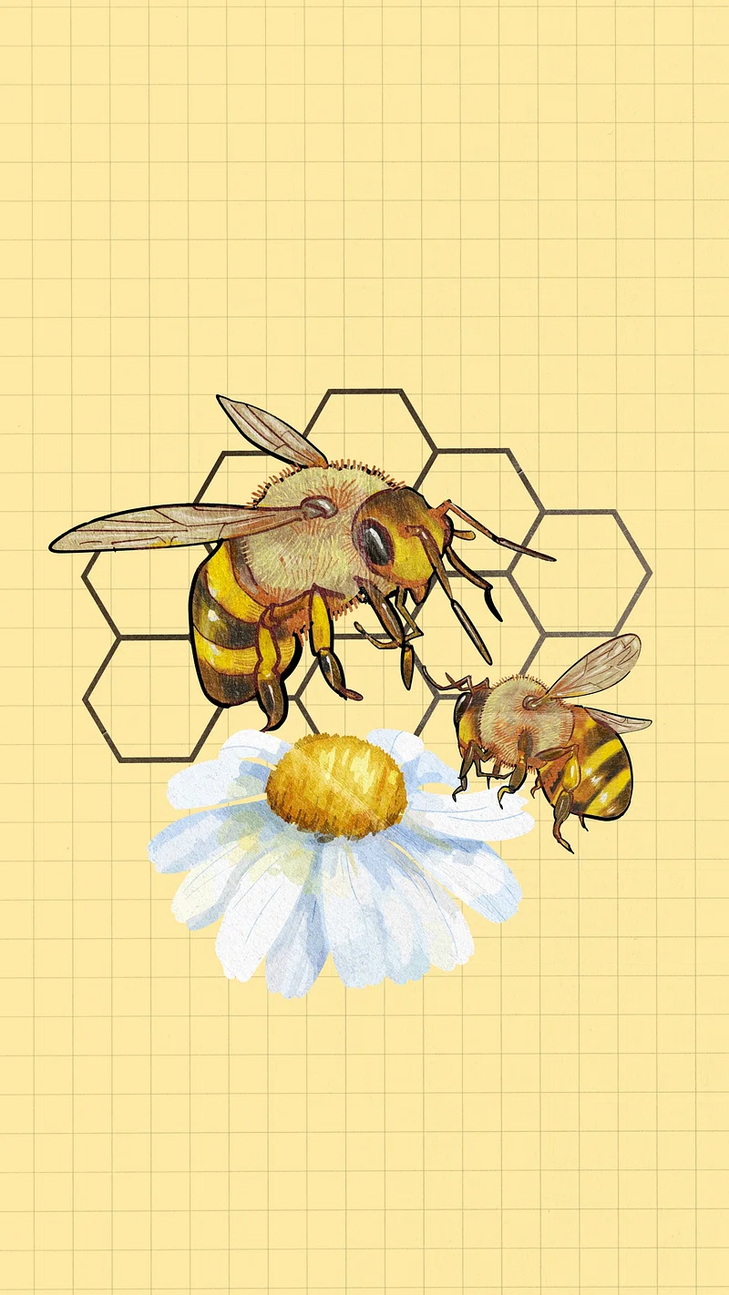 Bees and flower iPhone wallpaper