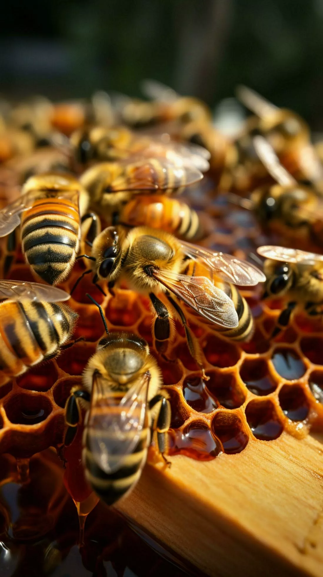 Beekeepers closeup honeycombs teaming