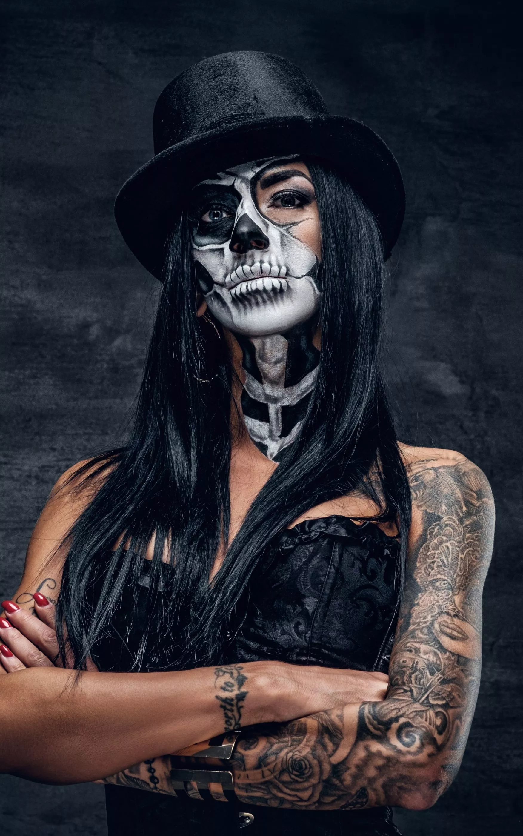 Blue Eyes Woman Tattoo Phone Wallpaper