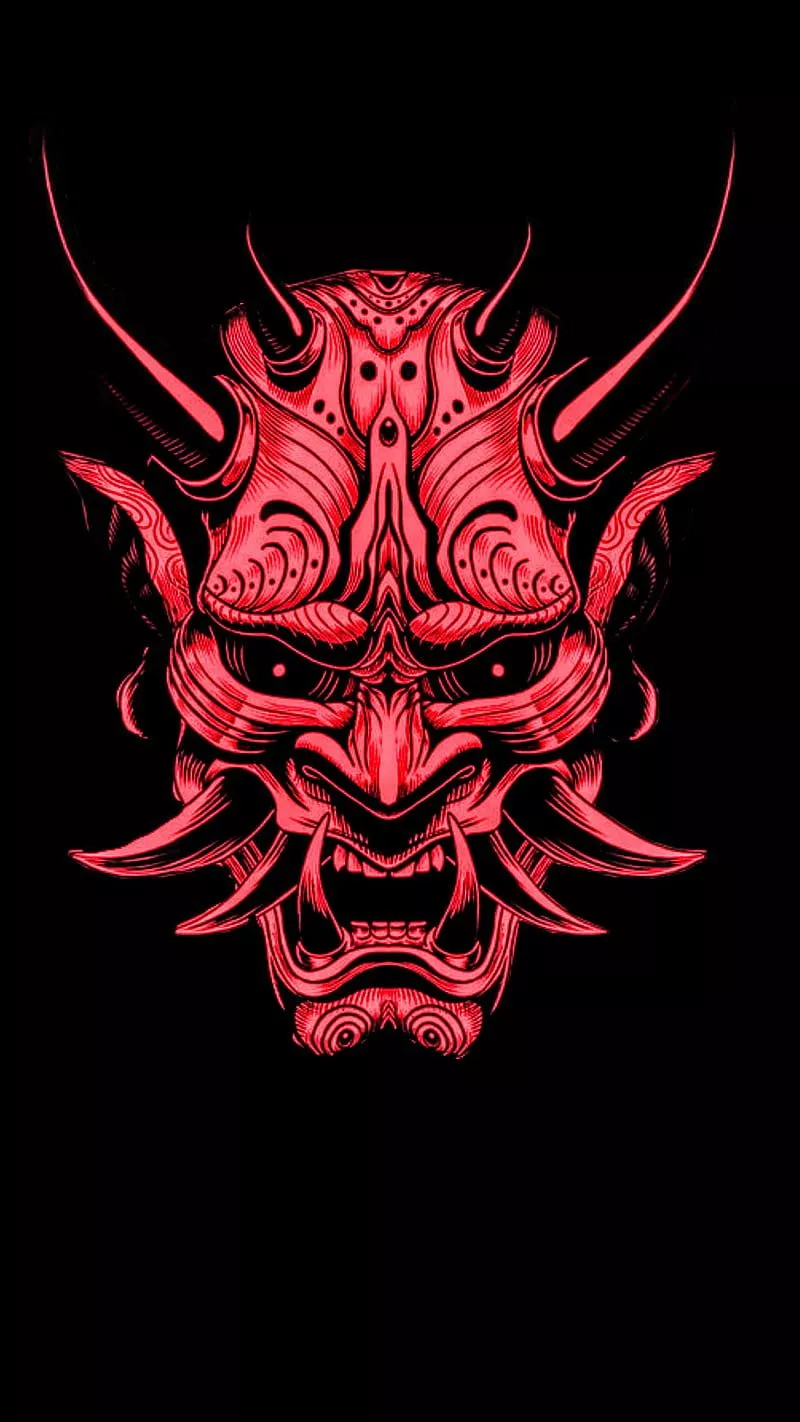 The Oni, japanese, red, scary, skull, tattoo, warrior, HD phone wallpaper