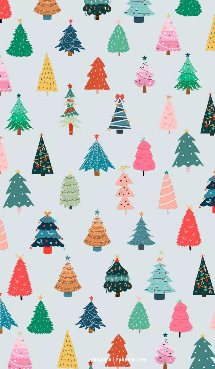 Free HD Multi Color Colorful Christmas Trees Wallpaper
