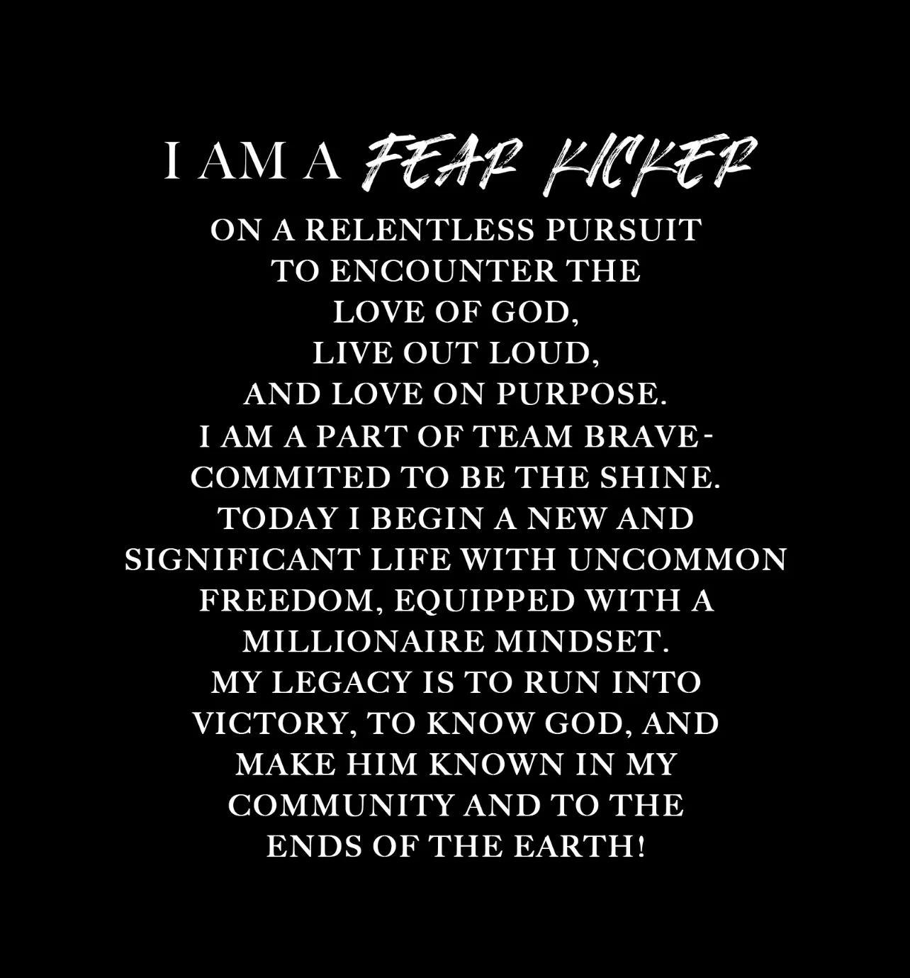 FEAR KICKER MANIFESTO