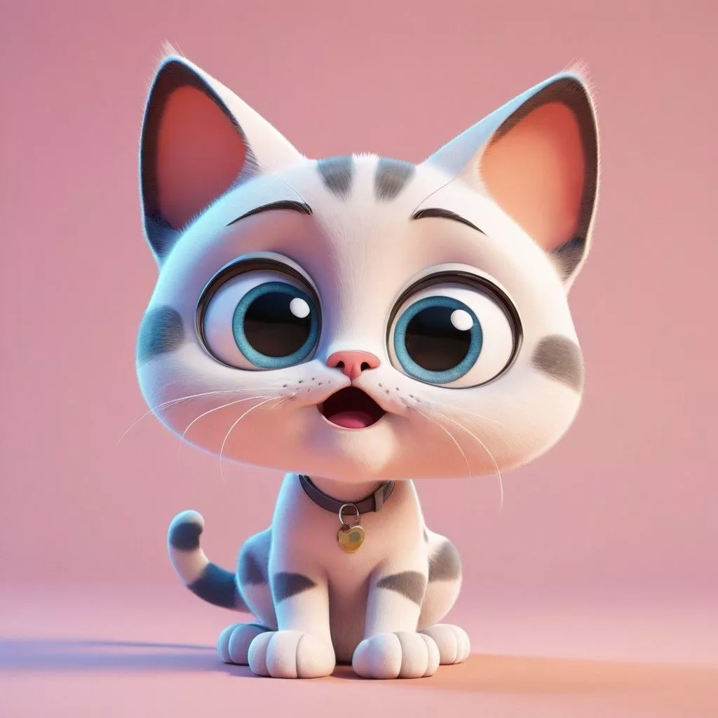 Cute Pixar Style Cat Icon. Stable